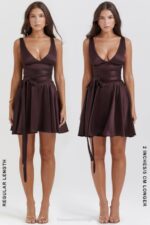 House of CB одећу 68JT143 схиема богата смеђа мини хаљина - Image 4