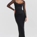 House of CB одећу 68JT147 катарина црна макси хаљина