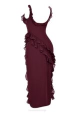 House of CB одећу 68JT149 ариела мулберри макси хаљина са воланима - Image 7