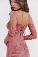 House of CB одећу 68JT151 серапхина розе принт корсет хаљина - Image 21