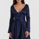 House of CB одећу 68JT159 доминик тамноплава мини хаљина
