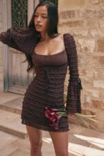House of CB одећу 68JT164 мариса еспрессо хаљина од чипке - Image 2