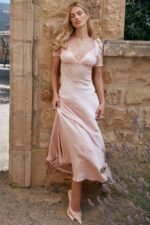 House of CB одећу 68JT168 рафаела хаљина од меке брескве од чисте свиле и чипке - Image 15