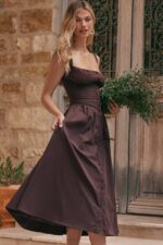 House of CB одећу 68JT172 татиана богато смеђи миди сарафан - Image 2