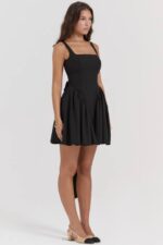 House of CB одећу 68JT174 флорианне црна мини хаљина са машном - Image 13