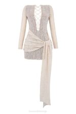 House of CB одећу 68JT175 цармелита природно плетена хаљина са чипком - Image 8