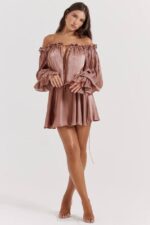 House of CB одећу 68JT177 цхаиа лешник хаљина са отвореним раменима - Image 9
