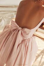 House of CB одећу 68JT178 флорианне мекана мини хаљина од машне брескве - Image 13