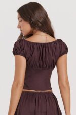 House of CB одећу 68JT17 китти рицх браон скупљени врх - Image 11
