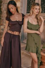 House of CB одећу 68JT17 китти рицх браон скупљени врх - Image 14