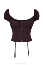 House of CB одећу 68JT17 китти рицх браон скупљени врх - Image 4