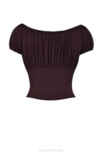 House of CB одећу 68JT17 китти рицх браон скупљени врх - Image 6