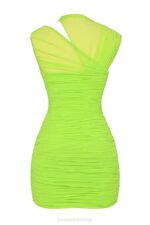 House of CB одећу 68JT187 Адрие неон зелена скупљена мини хаљина - Image 6