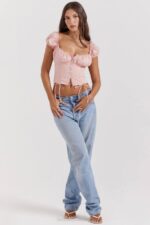 House of CB одећу 68JT19 китти баби розе скупљени врх - Image 5