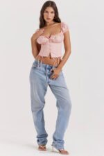 House of CB одећу 68JT19 китти баби розе скупљени врх - Image 6