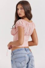 House of CB одећу 68JT19 китти баби розе скупљени врх - Image 10