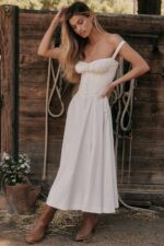 House of CB одећу 68JT201 Цармен бели сарафан са грудима - Image 4