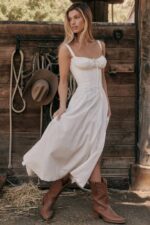 House of CB одећу 68JT201 Цармен бели сарафан са грудима - Image 5