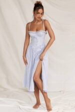 House of CB одећу 68JT213 јаиме софт блуе бродерие англаис миди сарафан - Image 7