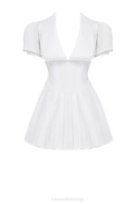 House of CB одећу 68JT218 пиера бела плисирана мини хаљина - Image 5
