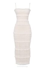 House of CB одећу 68JT241 солана плисирана макси хаљина боје слоноваче - Image 7