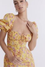 House of CB одећу 68JT247 фелизиа буттер принт пуфф слееве сундресс - Image 6
