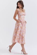House of CB одећу 68JT252 татиана миди сарафан розе принт - Image 13