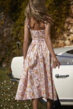 House of CB одећу 68JT252 татиана миди сарафан розе принт - Image 4