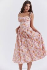 House of CB одећу 68JT252 татиана миди сарафан розе принт - Image 9