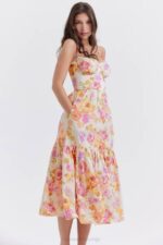 House of CB одећу 68JT257 елиа миди сарафан са цветом од слоноваче - Image 15