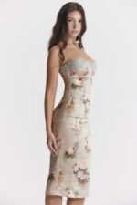 House of CB одећу 68JT278 венус винтаге цветна миди хаљина - Image 14