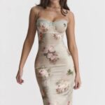 House of CB одећу 68JT278 венус винтаге цветна миди хаљина