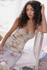 House of CB одећу 68JT278 венус винтаге цветна миди хаљина - Image 4