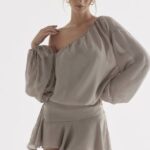 House of CB одећу 68JT289 вилхелмина асх зелена хаљина са отвореним раменима