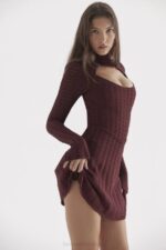 House of CB одећу 68JT300 евалина вине плетена корсет хаљина - Image 14