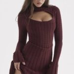 House of CB одећу 68JT300 евалина вине плетена корсет хаљина