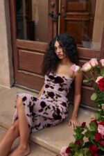 House of CB одећу 68JT302 азура розе деворе миди хаљина - Image 2