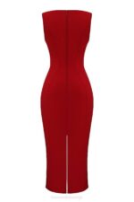 House of CB одећу 68JT303 цеце црвена ружа уроњена макси хаљина - Image 7