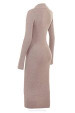 House of CB одећу 68JT311 иветте беж кашмир плетена миди хаљина - Image 5