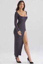 House of CB одећу 68JT313 толани угаљ кашмир плетена макси хаљина - Image 12