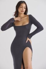 House of CB одећу 68JT313 толани угаљ кашмир плетена макси хаљина - Image 10