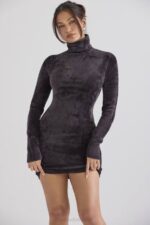 House of CB одећу 68JT314 таиа мини хаљина од угља од женила - Image 10