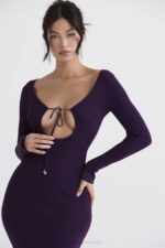 House of CB одећу 68JT318 кеана грапе ребраста плетена макси хаљина - Image 12