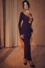 House of CB одећу 68JT318 кеана грапе ребраста плетена макси хаљина - Image 3