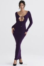 House of CB одећу 68JT318 кеана грапе ребраста плетена макси хаљина - Image 10