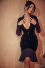 House of CB одећу 68JT327 дахна тамнољубичаста хаљина од сомота - Image 12