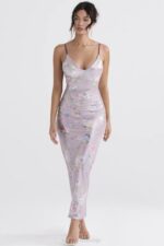 House of CB одећу 68JT328 ариа љубичаста цветна макси хаљина - Image 2