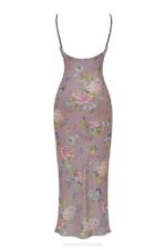 House of CB одећу 68JT328 ариа љубичаста цветна макси хаљина - Image 5