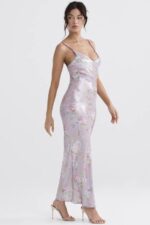 House of CB одећу 68JT328 ариа љубичаста цветна макси хаљина - Image 8