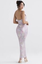 House of CB одећу 68JT328 ариа љубичаста цветна макси хаљина - Image 9